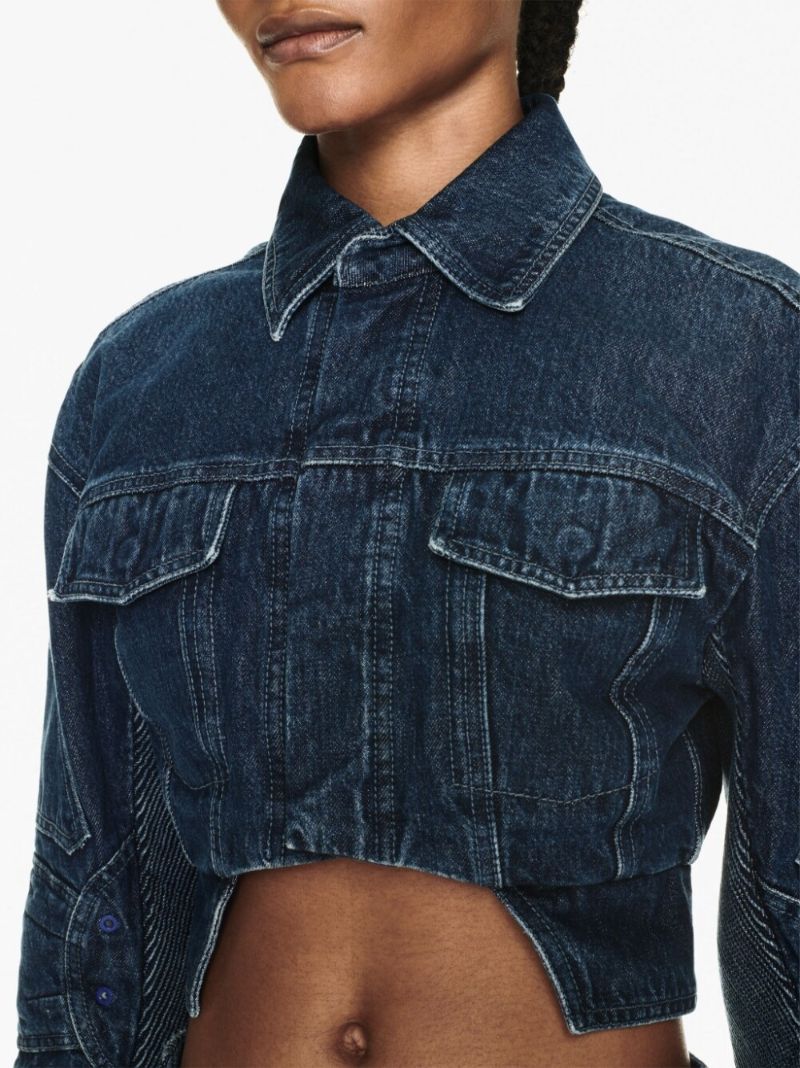 Blue Cut-out Motorcycle Denim Jacket