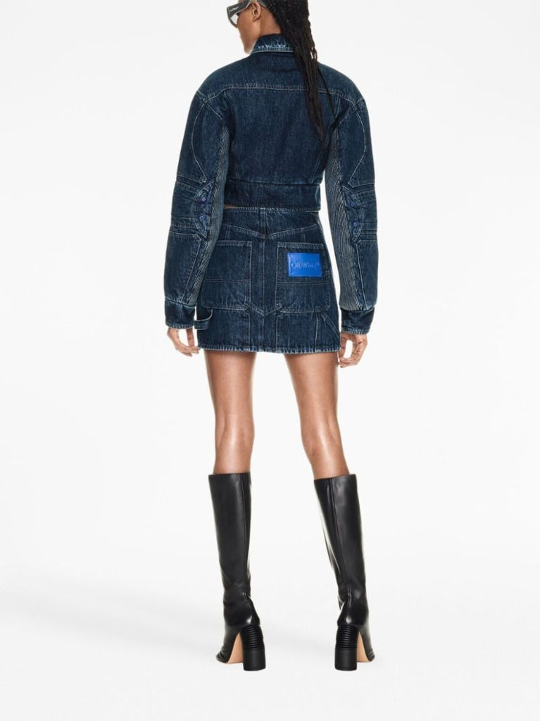 Blue Cut-out Motorcycle Denim Jacket