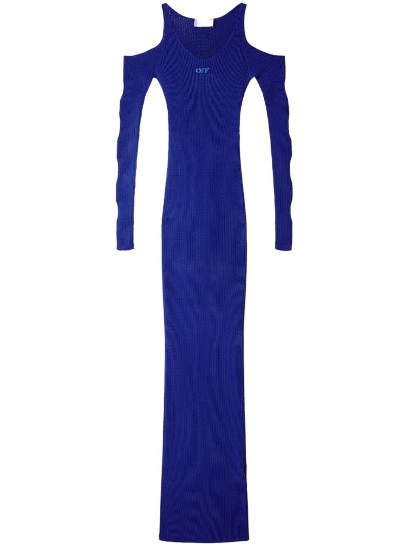 Blue Cut-out Knit Maxi Dress
