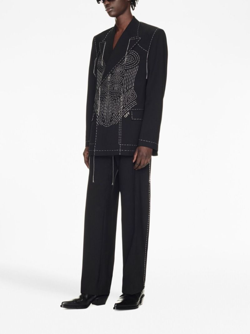 Black Runaway Contrast-stitching Trousers