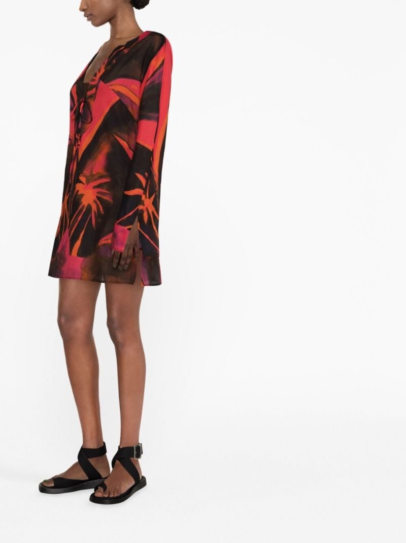 Black Printed Cotton Mini Dress