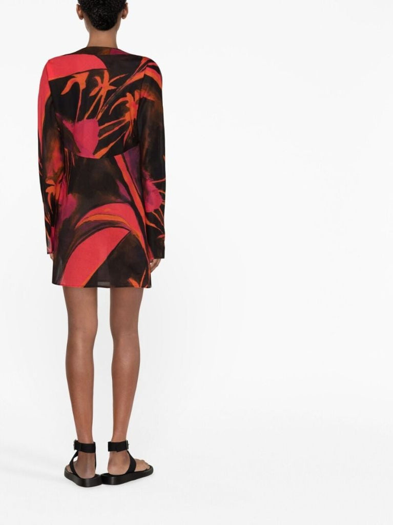 Black Printed Cotton Mini Dress