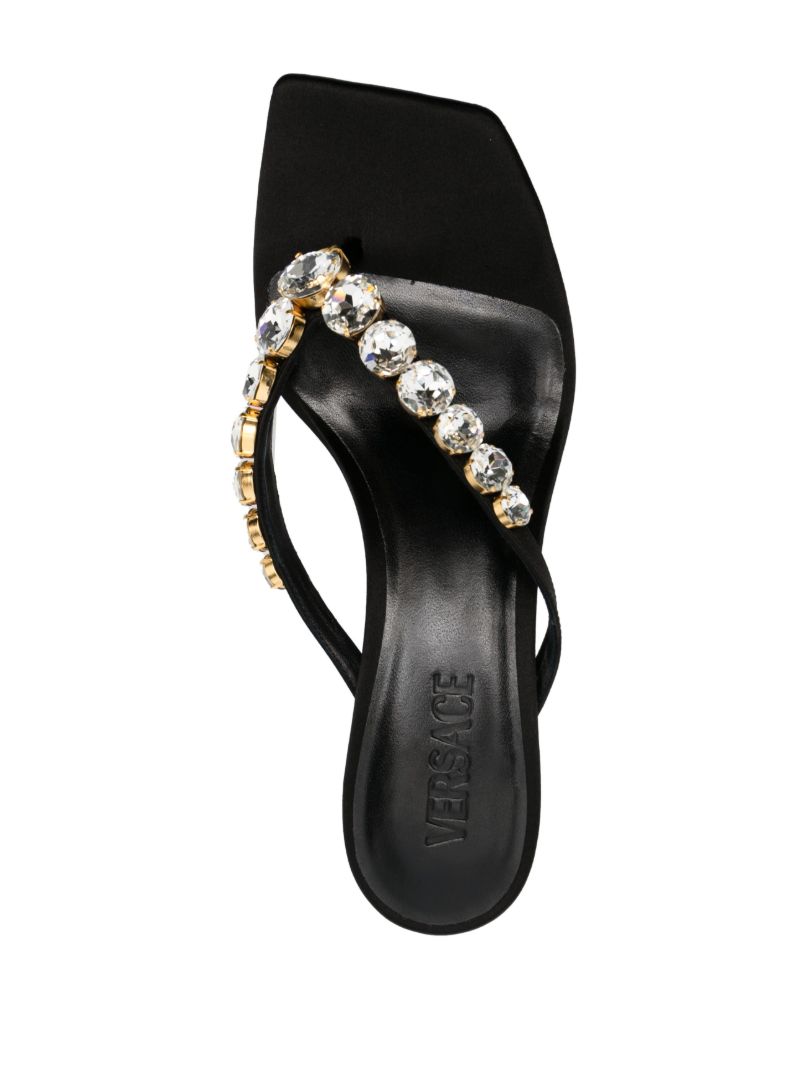 Black Crystal Embellished Satin Sandals