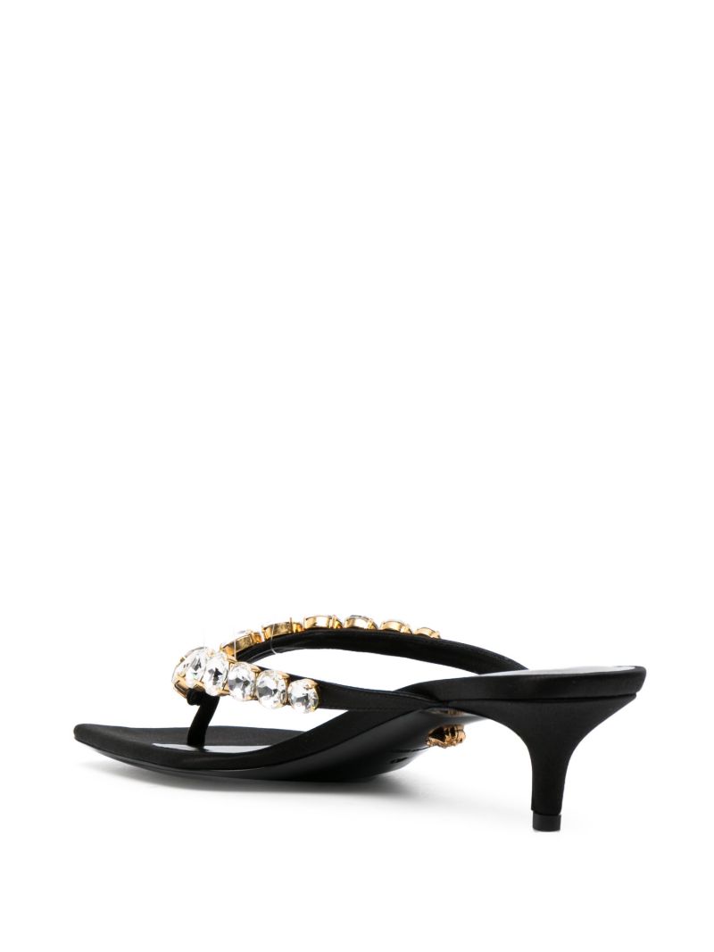 Black Crystal Embellished Satin Sandals