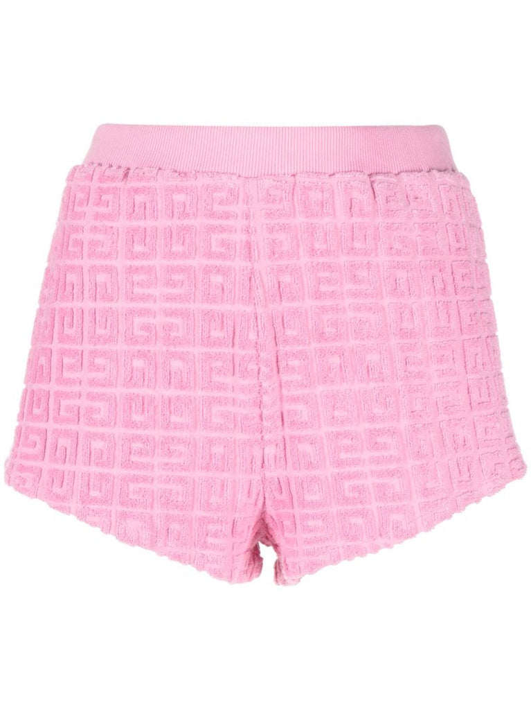 Pink 4g Jacquard Cotton Towelling Shorts