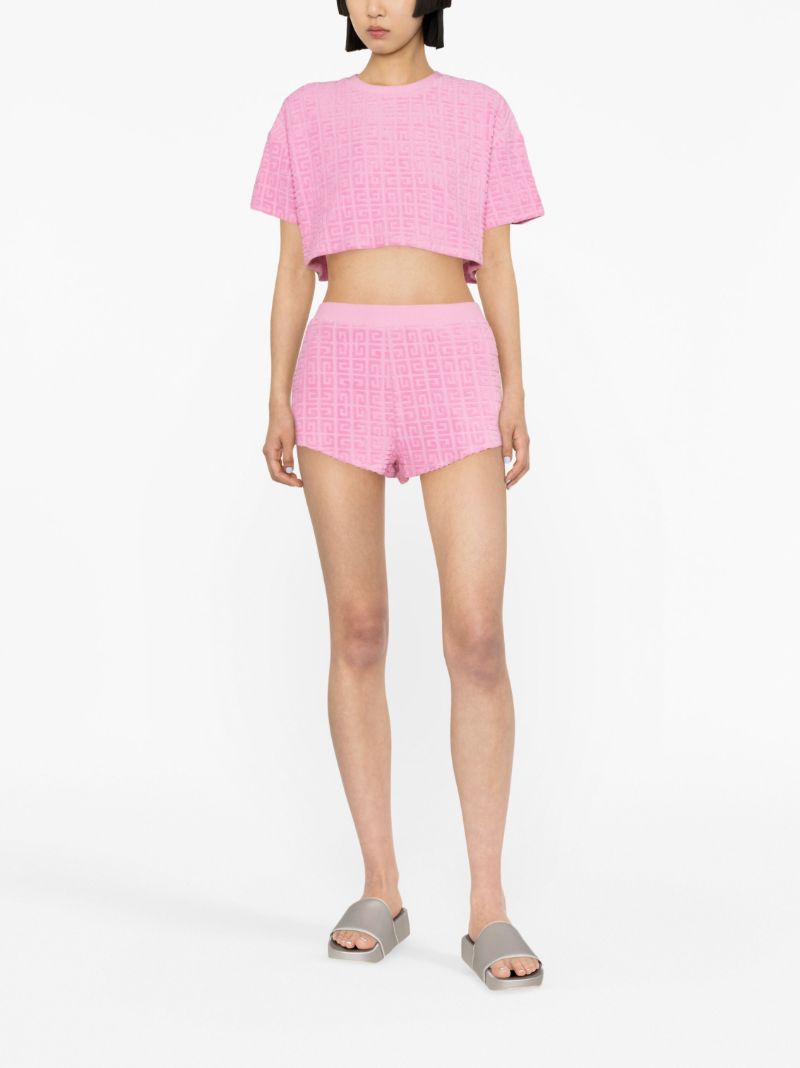 Pink 4g Jacquard Cotton Towelling Shorts