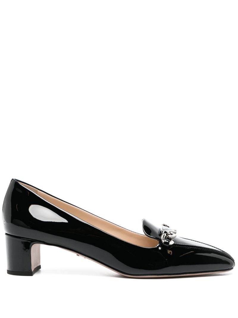 Black Triangle-logo Leather Pumps