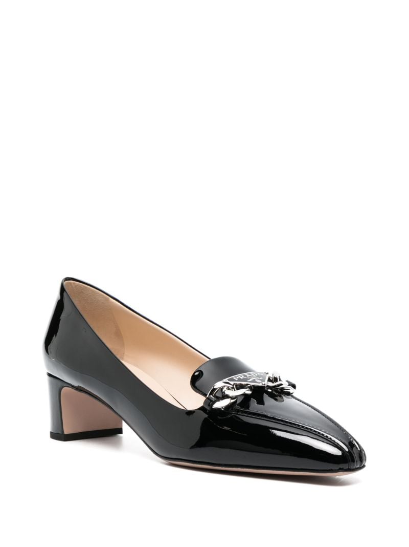 Black Triangle-logo Leather Pumps