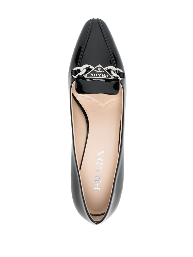Black Triangle-logo Leather Pumps