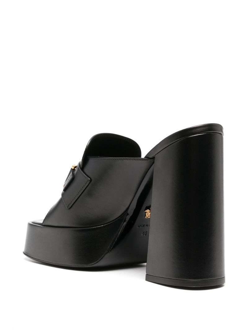 Black 120 Medusa Plaque Leather Mules