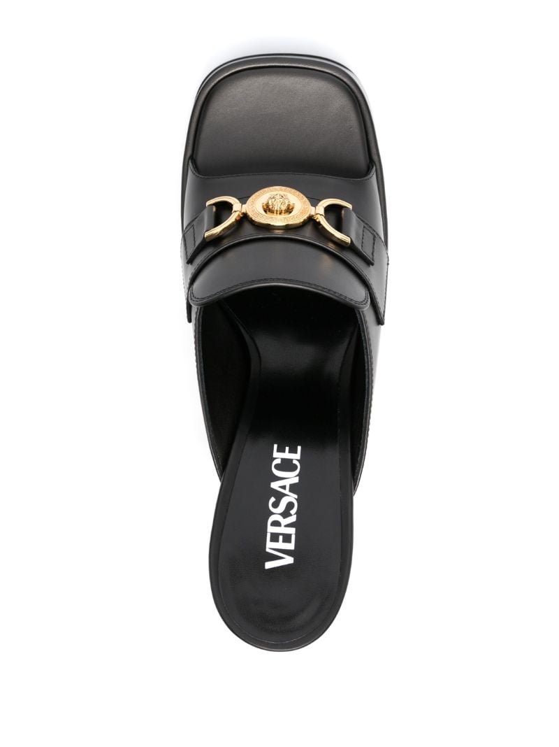 Black 120 Medusa Plaque Leather Mules