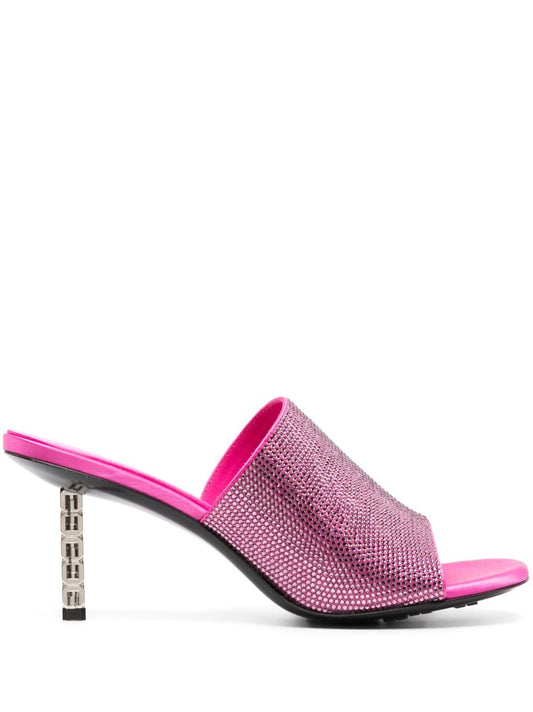 Pink Crystal Embellished Mules