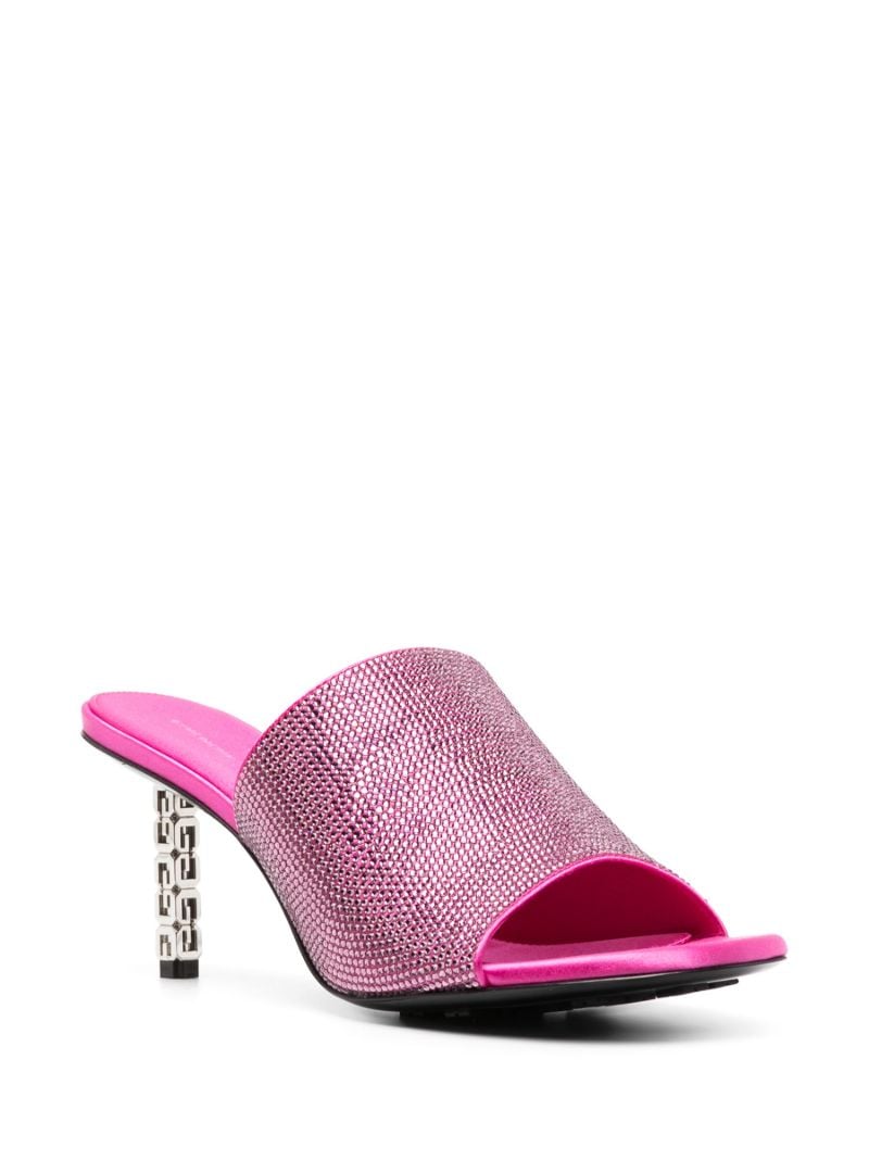 Pink Crystal Embellished Mules