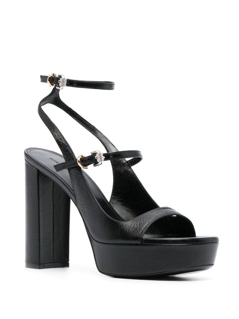 Black Voyou 115 Leather Platform Sandals