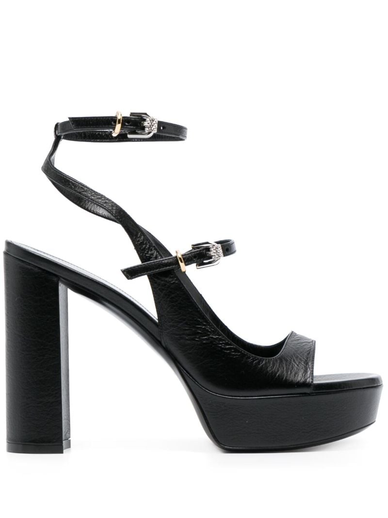 Black Voyou 115 Leather Platform Sandals