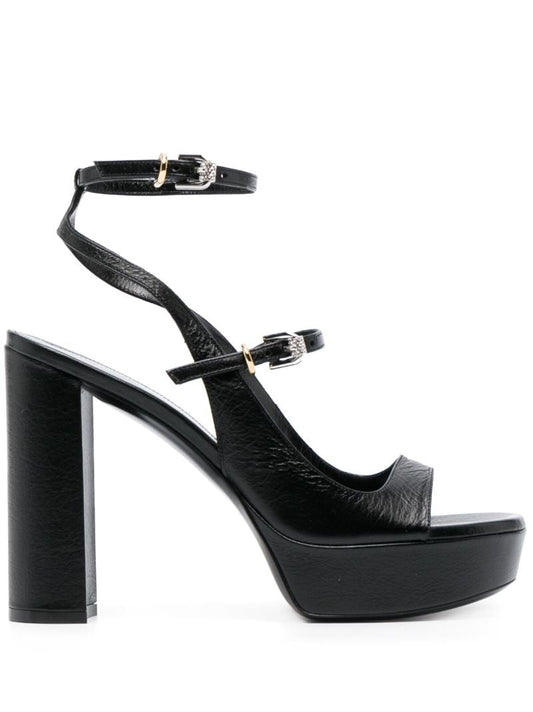 Black Voyou 115 Leather Platform Sandals