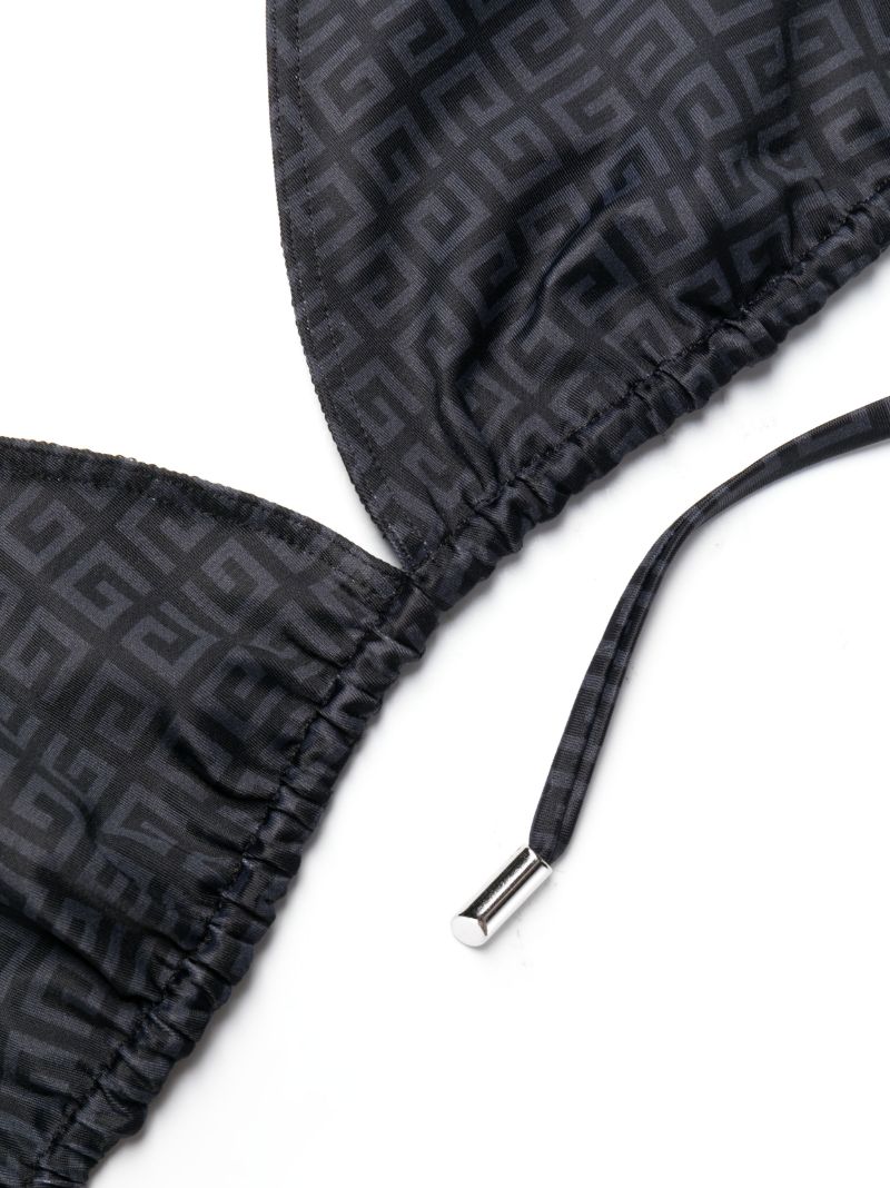 Black Logo Jacquard Triangle Bikini Top