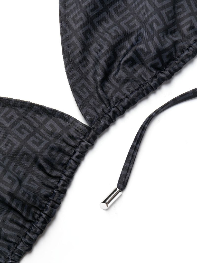 Black Logo Jacquard Triangle Bikini Top