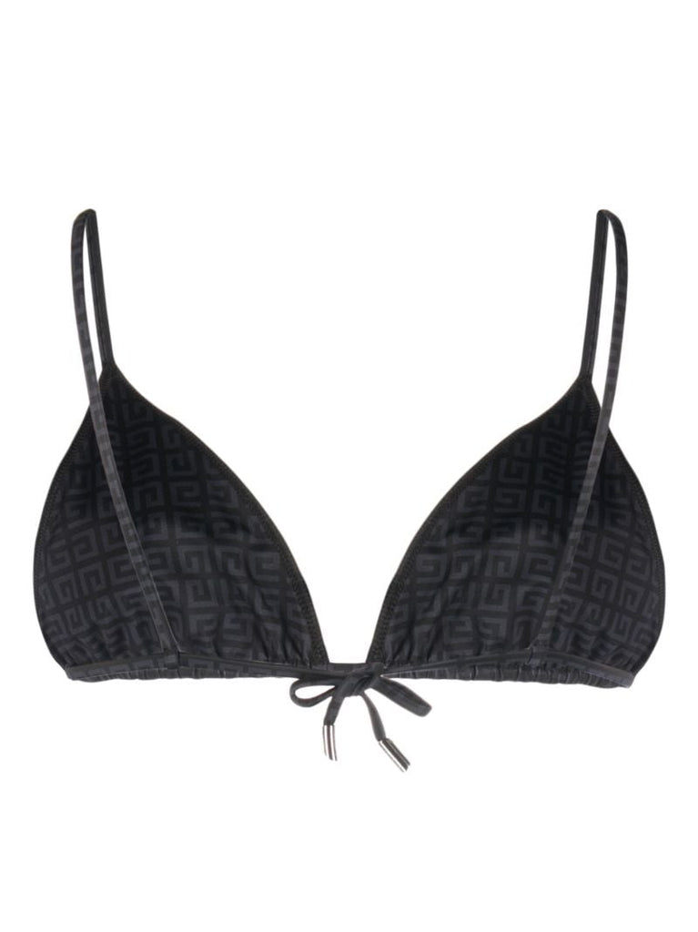 Black Logo Jacquard Triangle Bikini Top