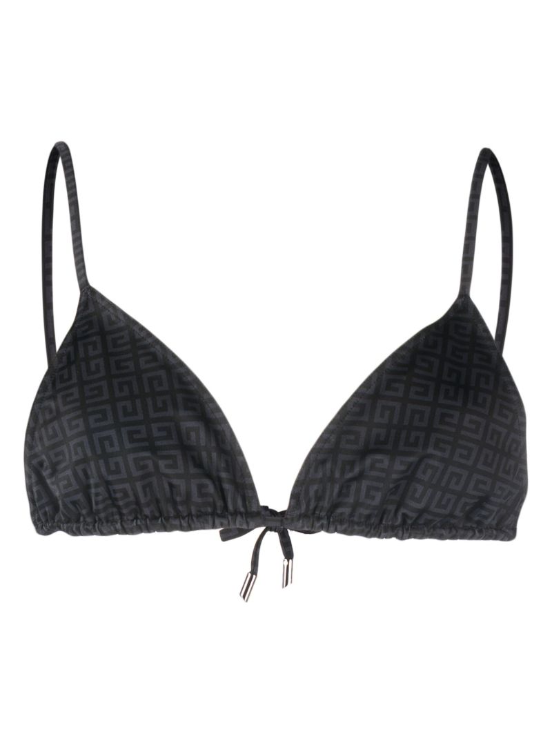 Black Logo Jacquard Triangle Bikini Top