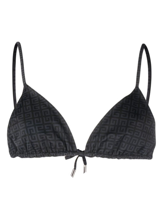 Black Logo Jacquard Triangle Bikini Top