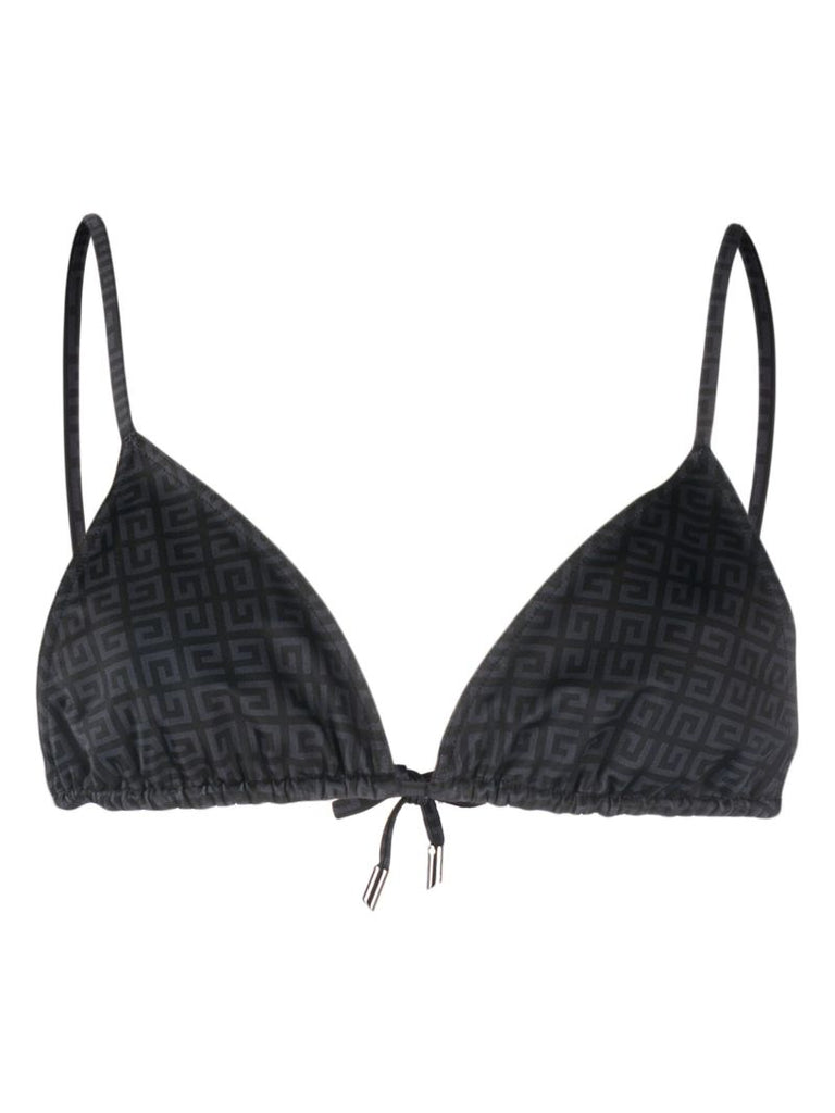 Black Logo Jacquard Triangle Bikini Top