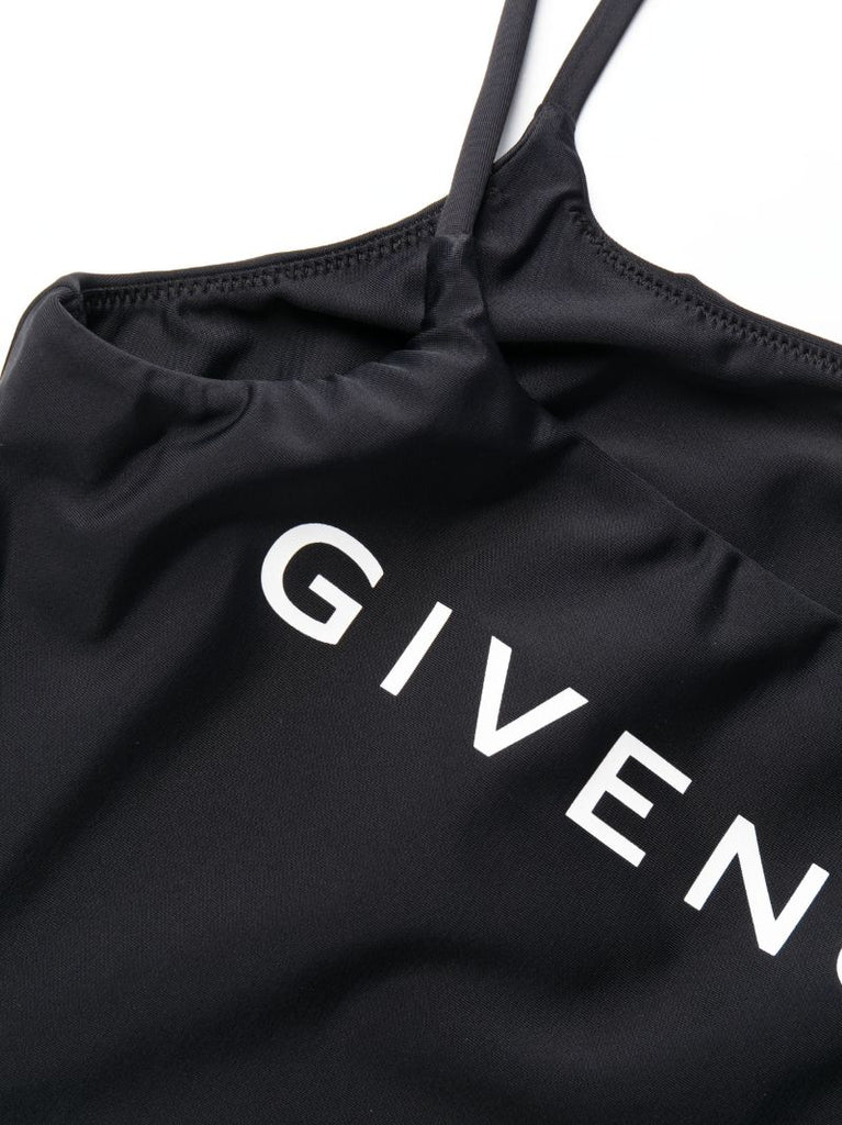 Black Logo Print Swimsuit