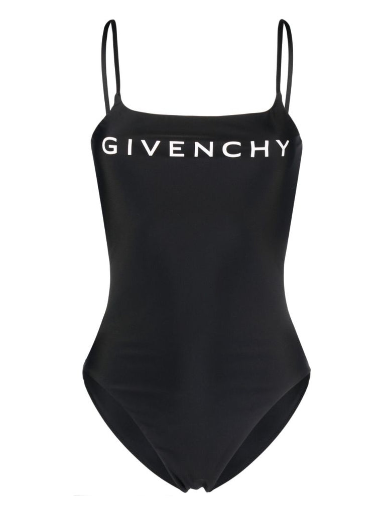 Black Logo Print Swimsuit