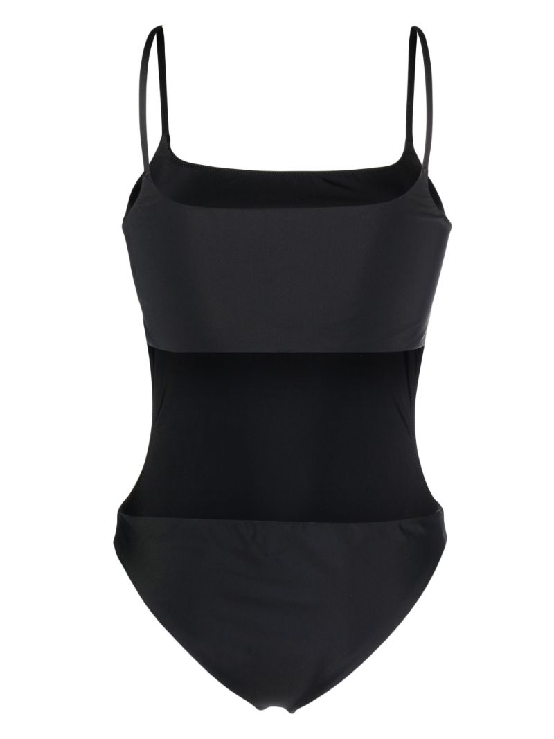 Black Logo Print Swimsuit