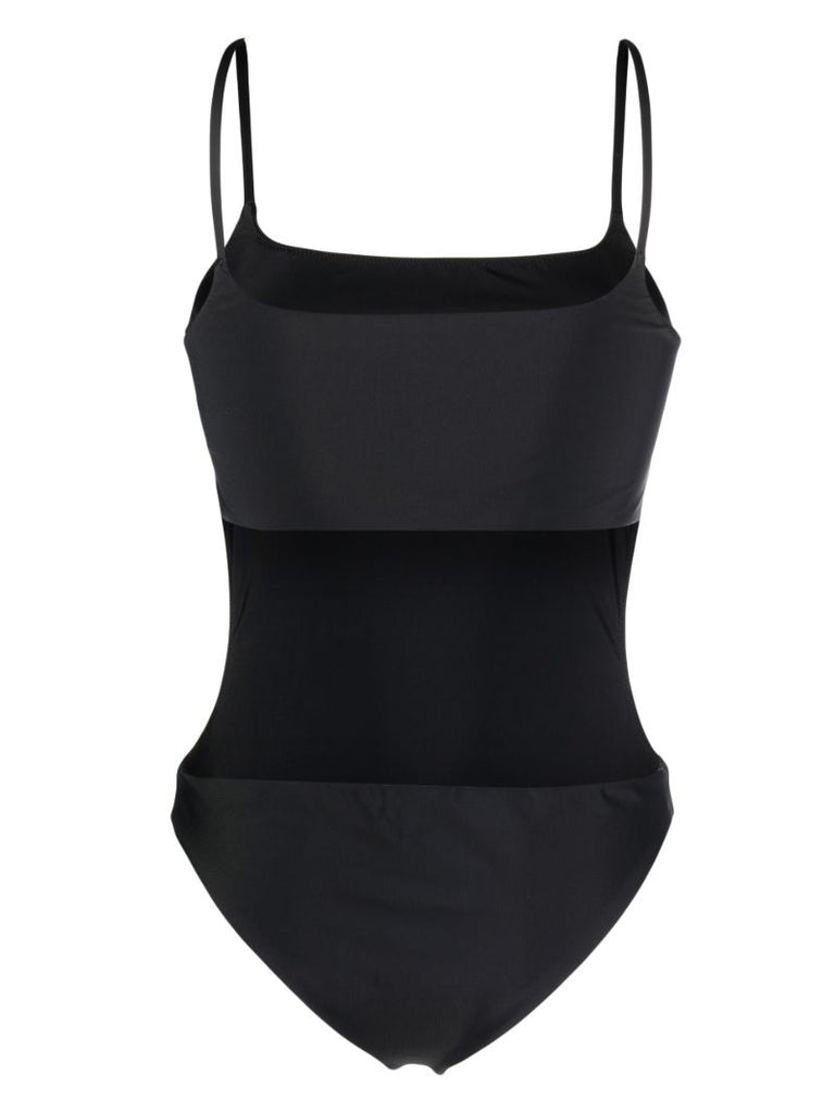 Black Logo Print Swimsuit