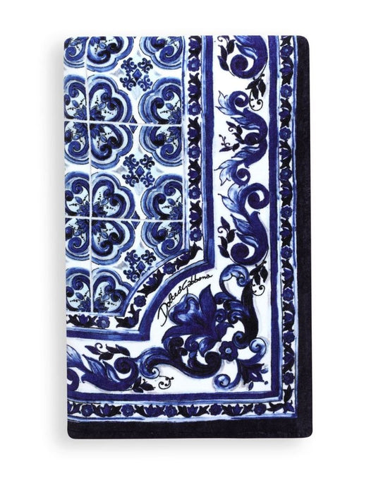Blue Mediterraneo Print Cotton Beach Towel