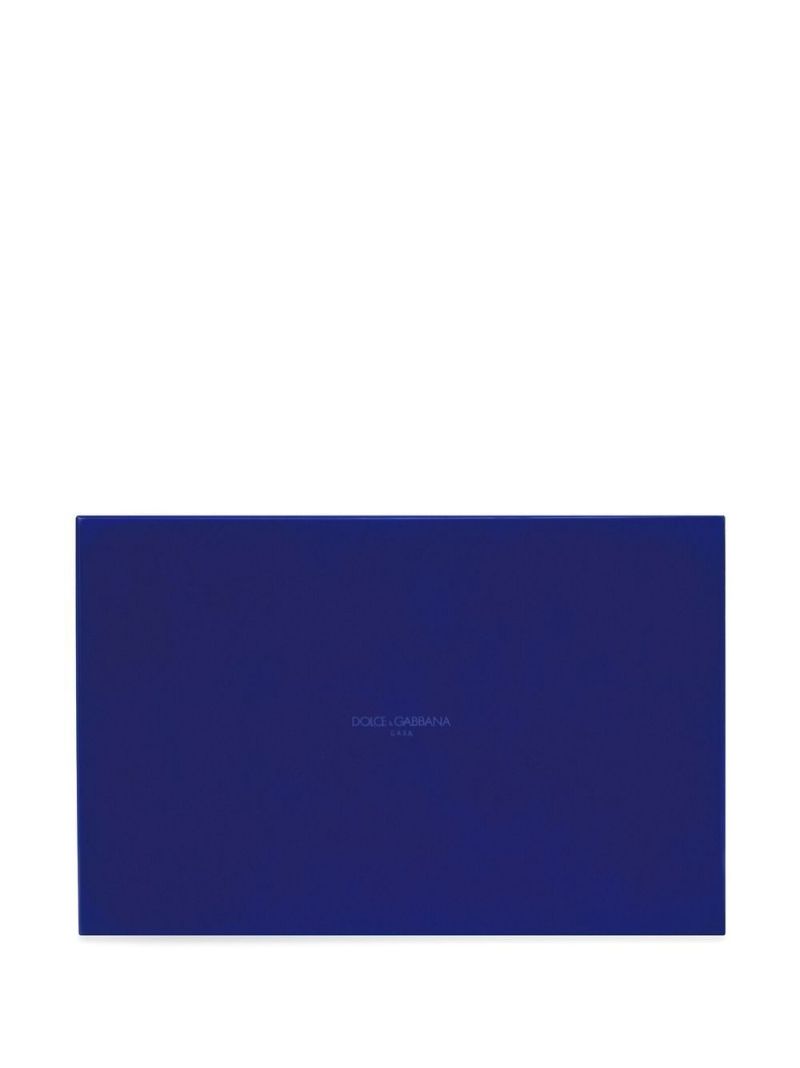 Blue Mediterraneo Print Wood Tray