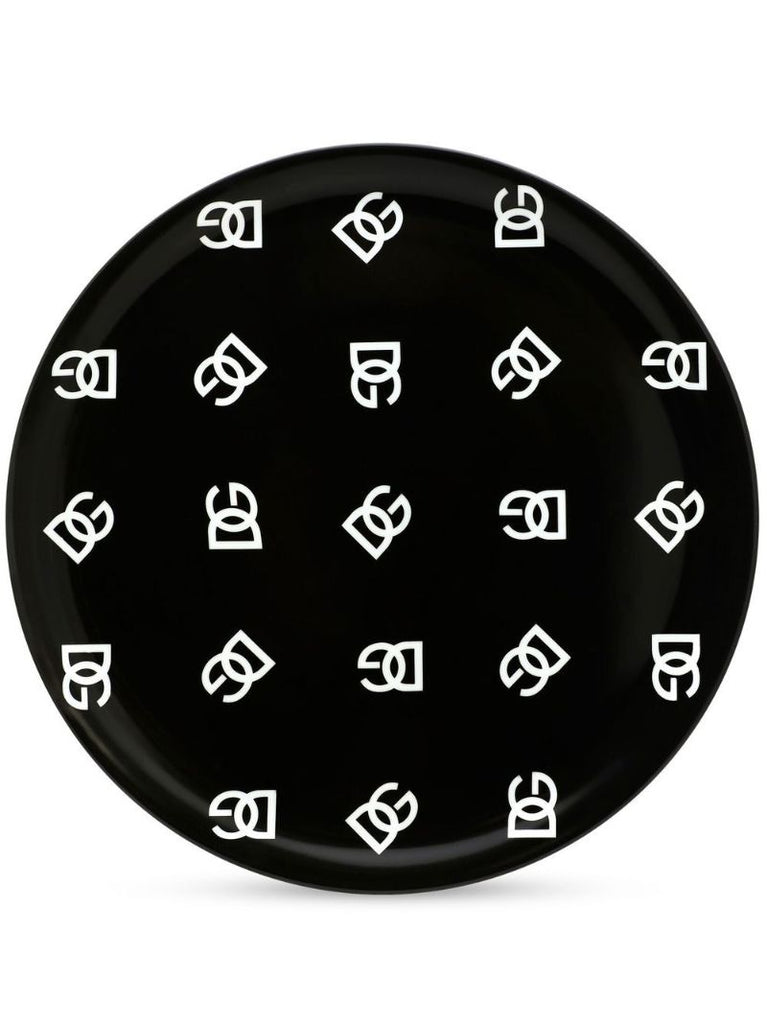 Black Dg Logo Print Pizza Plate