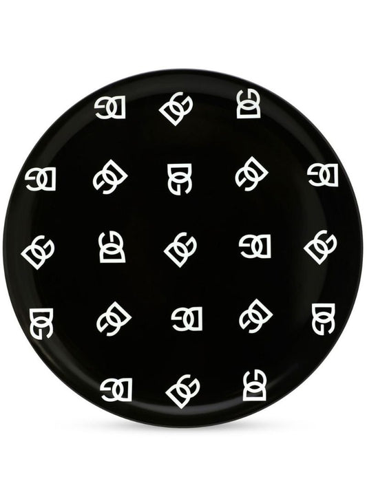 Black Dg Logo Print Pizza Plate