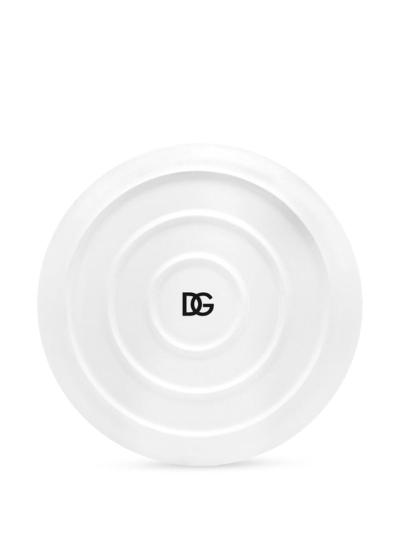 Black Dg Logo Print Pizza Plate
