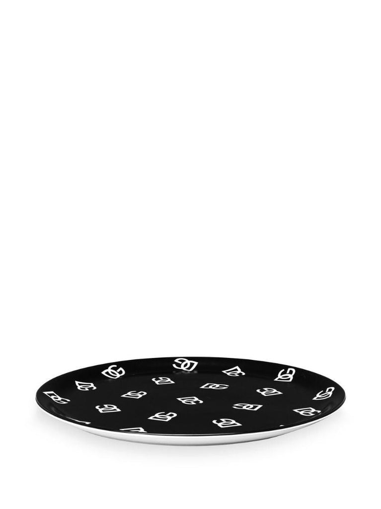 Black Dg Logo Print Pizza Plate