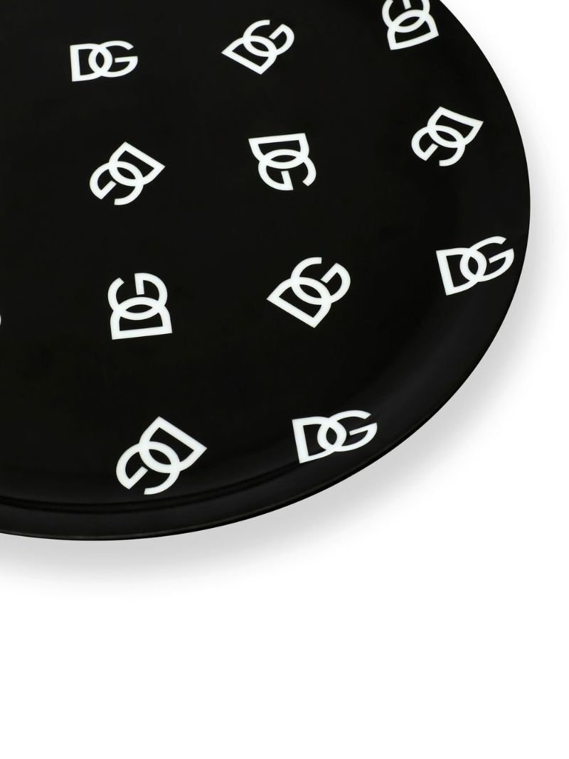 Black Dg Logo Print Pizza Plate