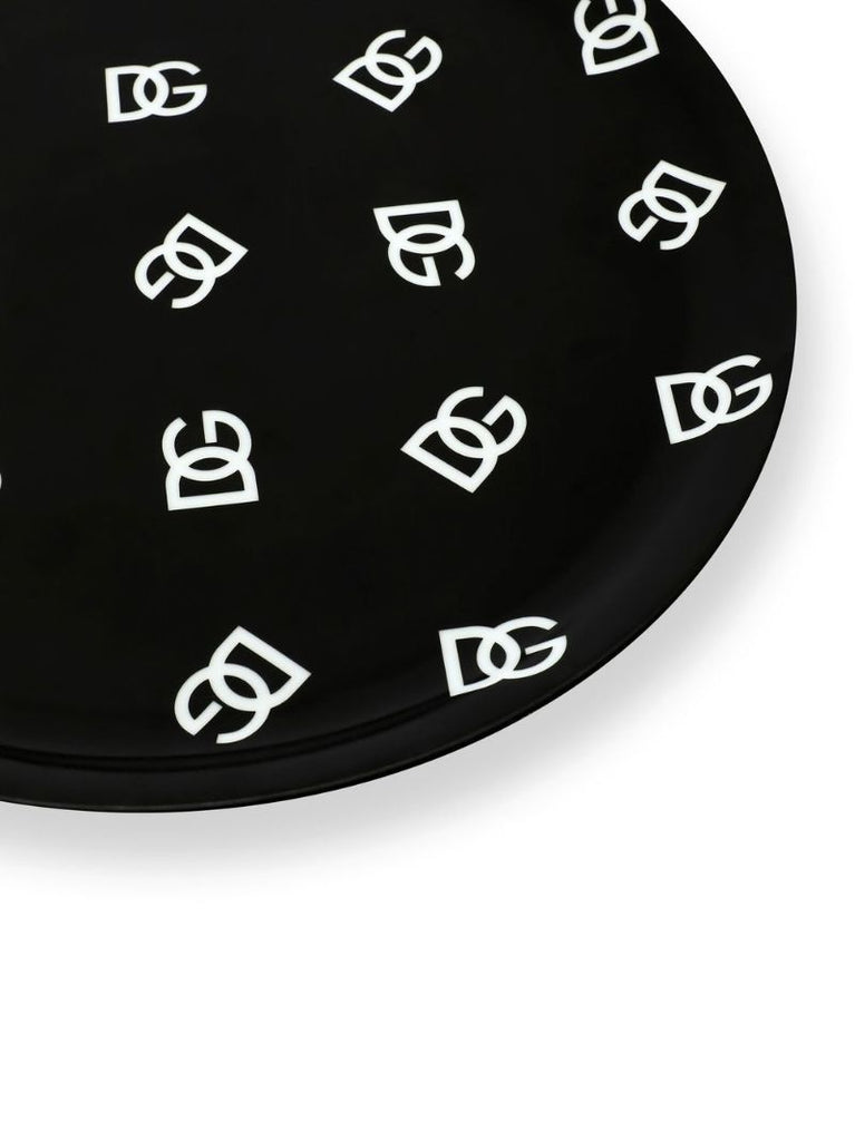 Black Dg Logo Print Pizza Plate