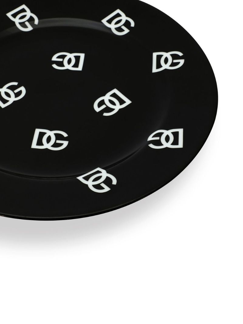Black Dg Logo Print Dinner Plates