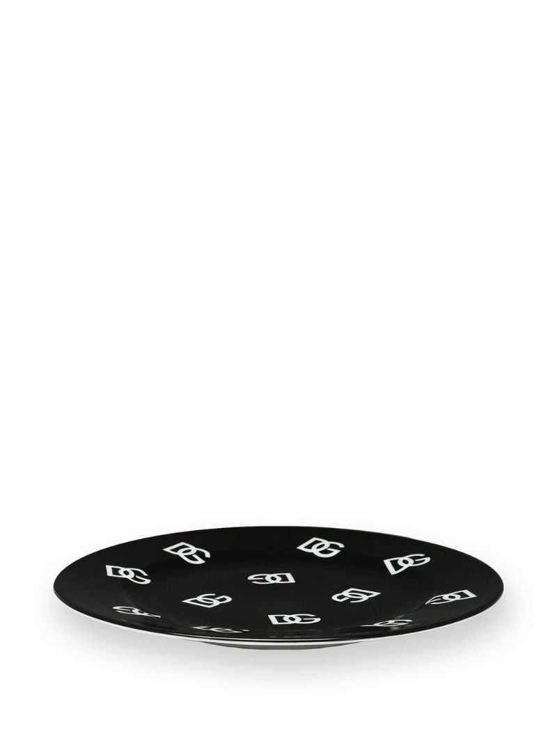 Black Dg Logo Print Dinner Plates