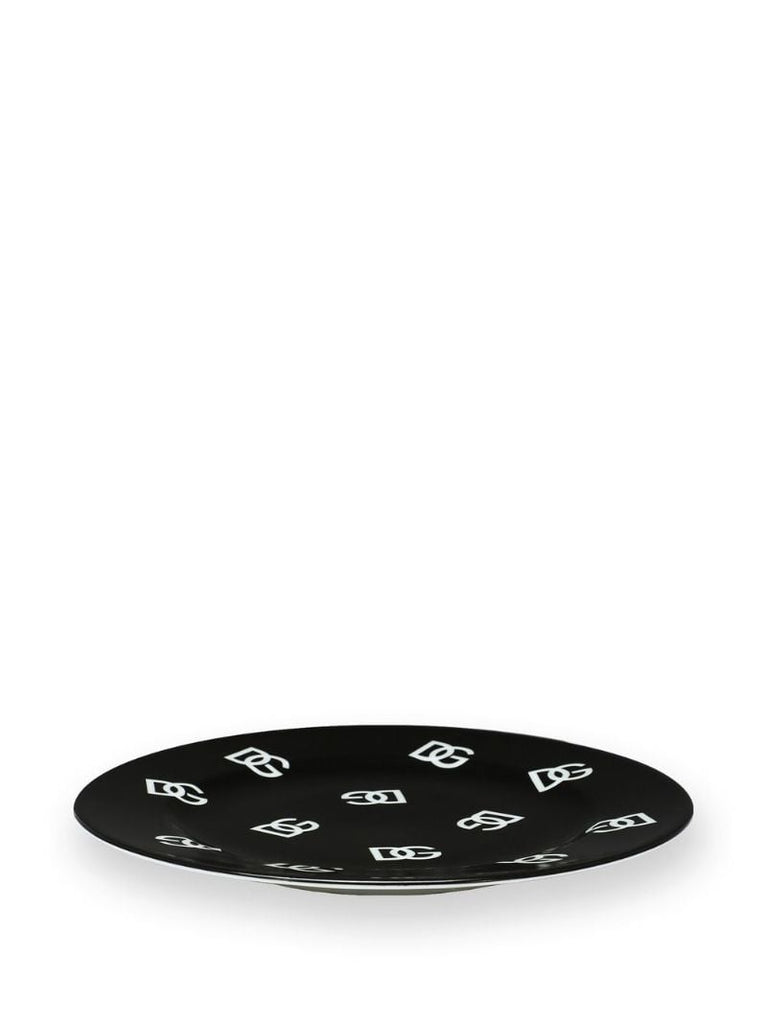 Black Dg Logo Print Dinner Plates