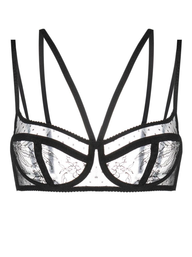 Black Floral Lace Balcony Bra