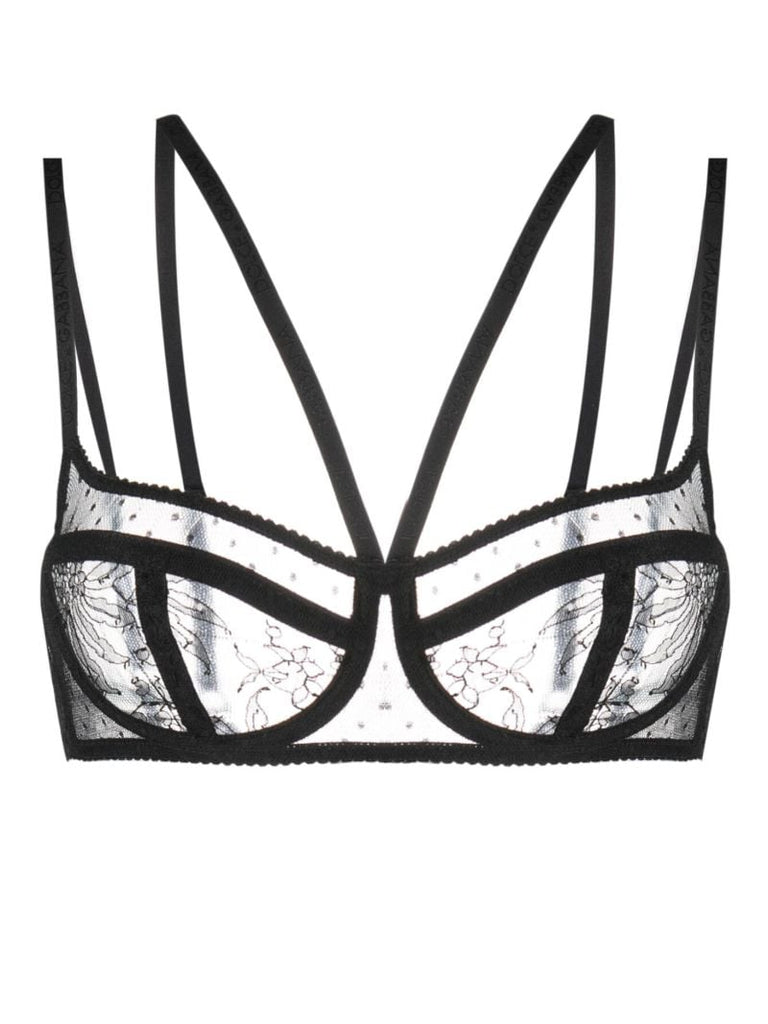 Black Floral Lace Balcony Bra