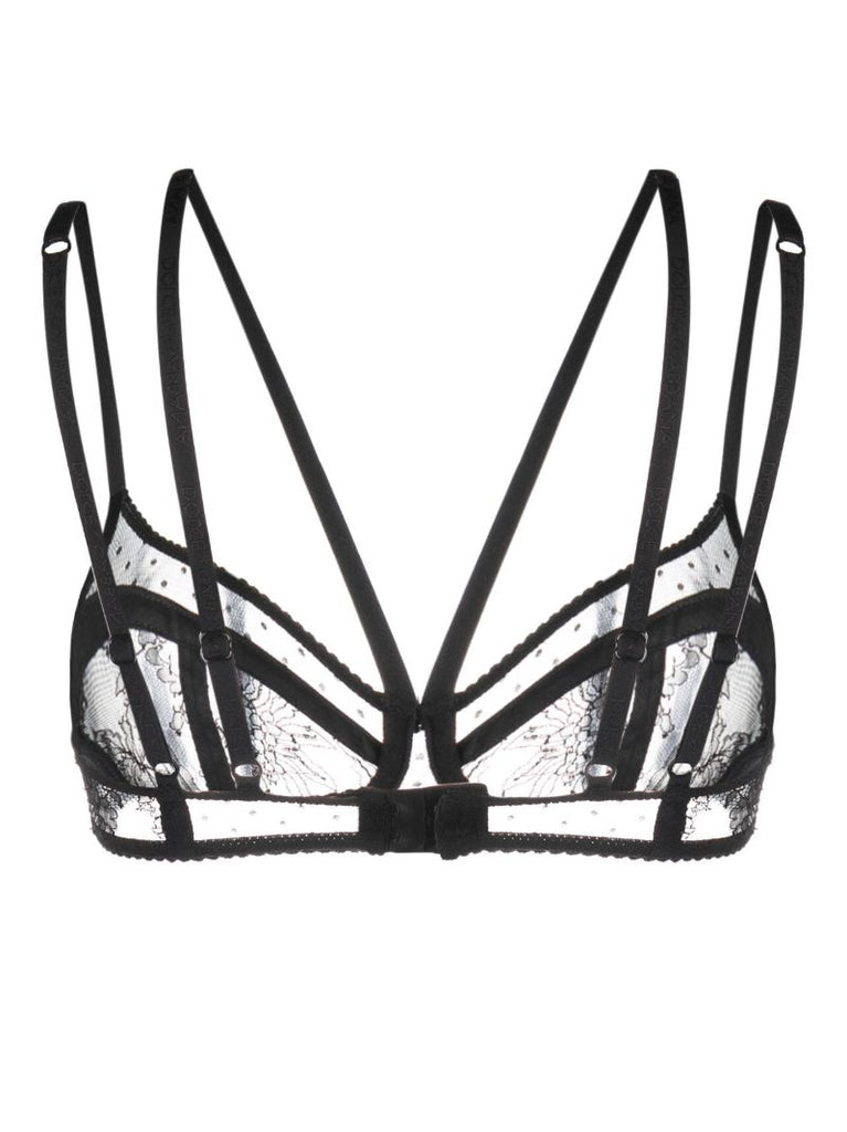 Black Floral Lace Balcony Bra