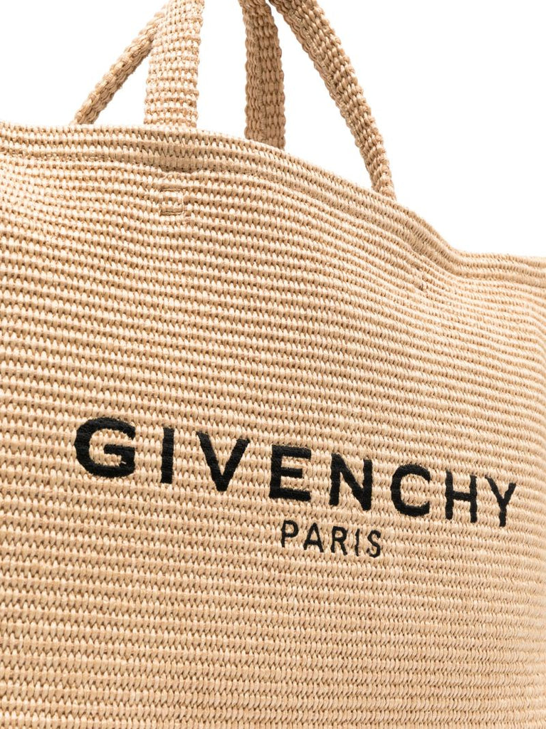 Beige G-tote Woven Tote Bag
