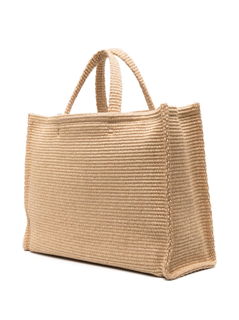 Beige G-tote Woven Tote Bag
