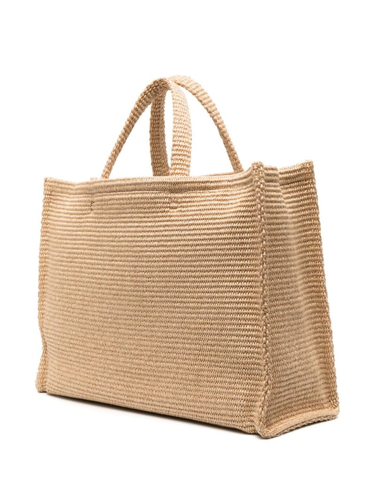 Beige G-tote Woven Tote Bag