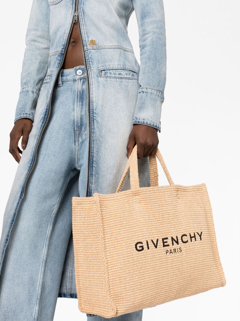 Beige G-tote Woven Tote Bag