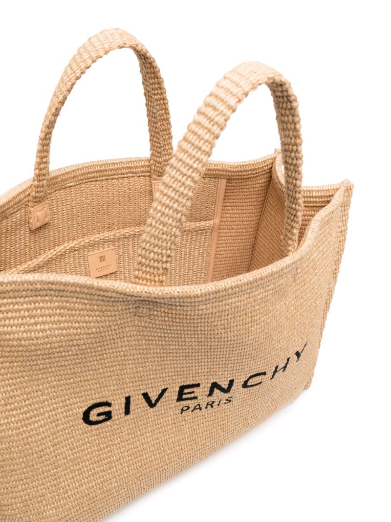 Beige G-tote Woven Tote Bag