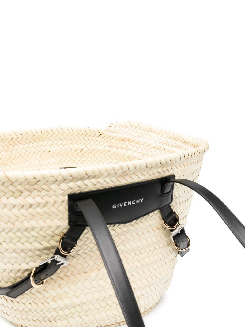 Neutral Voyou Medium Raffia Tote Bag